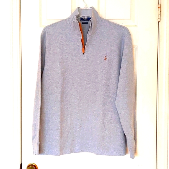 NWOT. Polo Ralph Lauren Men Estate Rib Sweater w/color embroidered Logo & 3/4Zip - Picture 5 of 6